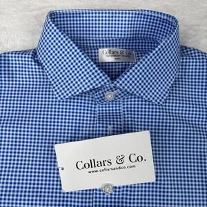 Collars and Co Featherweight Flex Relaxed Polo Small Micro Gingham Check Stretch